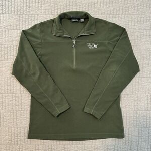 Mountain Hardwear Jacket Men Medium Green Microchill Fleece 1/4 Zip Outdoor Hike
